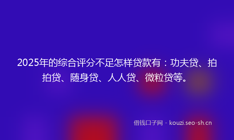 2025年的综合评分不足怎样贷款有：功夫贷、拍拍贷、随身贷、人人贷、微粒贷等。