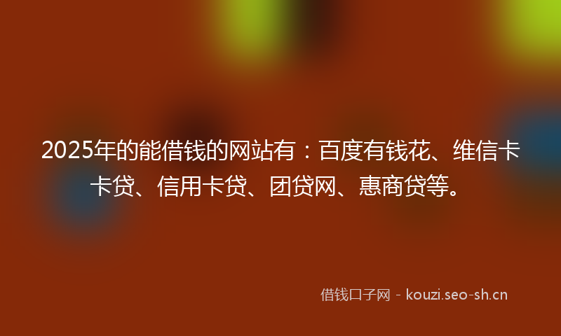 2025年的能借钱的网站有：百度有钱花、维信卡卡贷、信用卡贷、团贷网、惠商贷等。