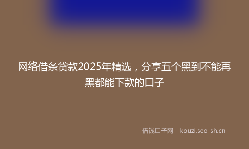 网络借条贷款2025年精选，分享五个黑到不能再黑都能下款的口子