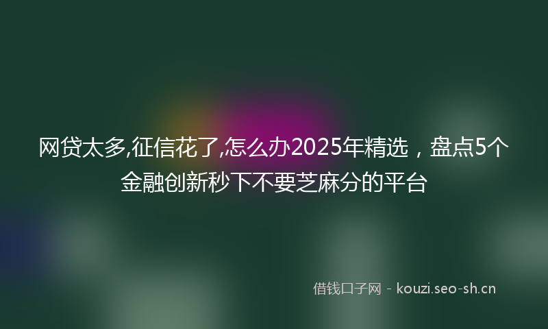 网贷太多,征信花了,怎么办2025年精选，盘点5个金融创新秒下不要芝麻分的平台