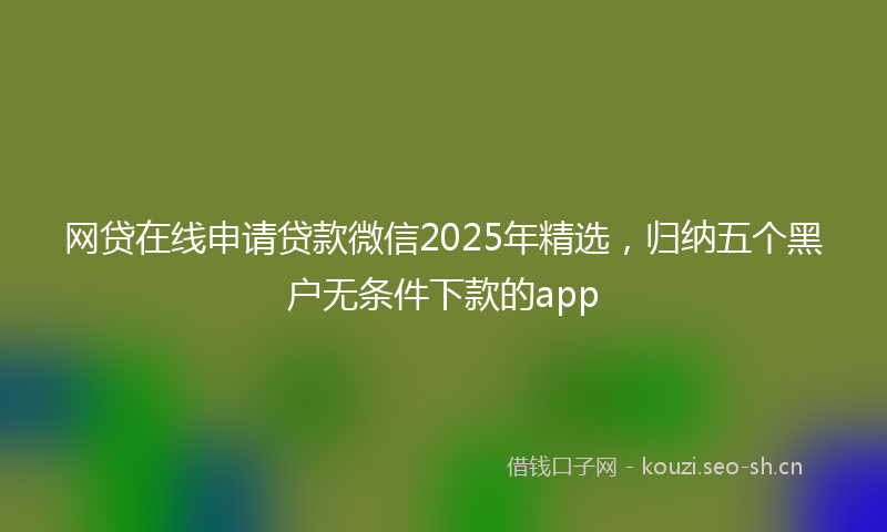 网贷在线申请贷款微信2025年精选，归纳五个黑户无条件下款的app