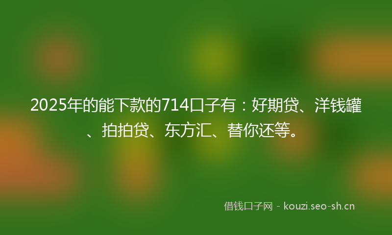 2025年的能下款的714口子有：好期贷、洋钱罐、拍拍贷、东方汇、替你还等。
