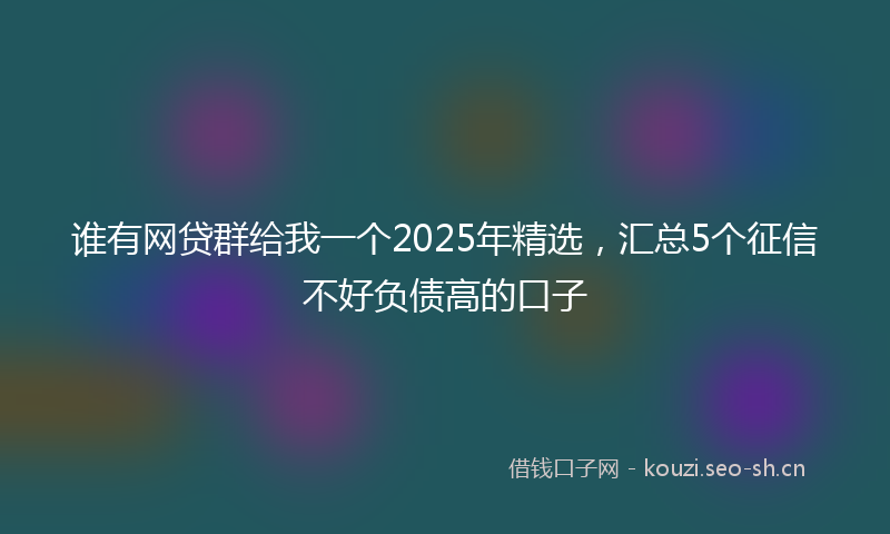 谁有网贷群给我一个2025年精选，汇总5个征信不好负债高的口子