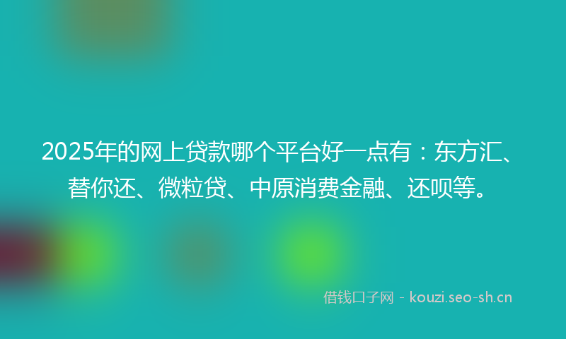 2025年的网上贷款哪个平台好一点有：东方汇、替你还、微粒贷、中原消费金融、还呗等。