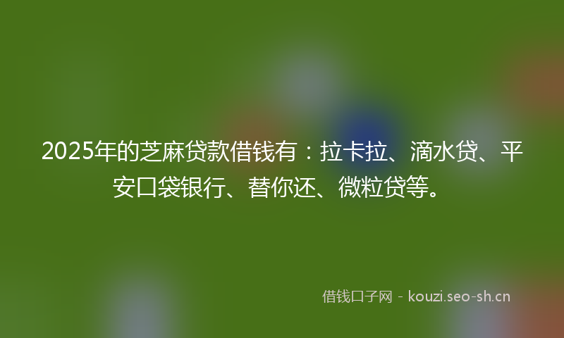 2025年的芝麻贷款借钱有：拉卡拉、滴水贷、平安口袋银行、替你还、微粒贷等。