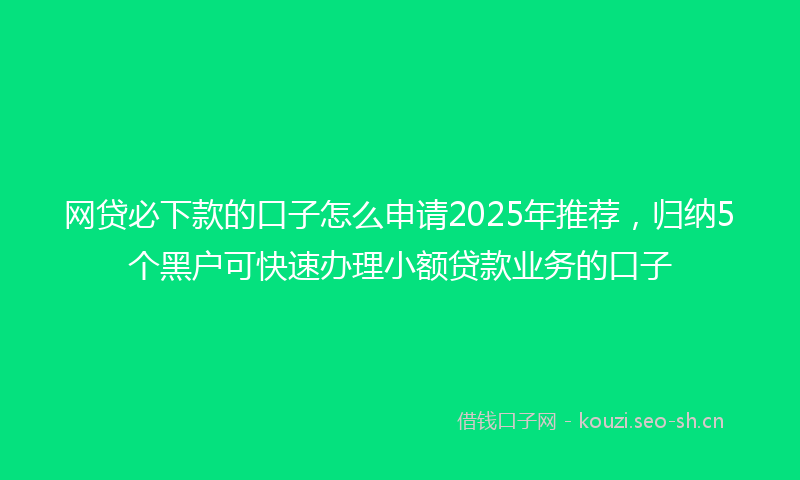 网贷必下款的口子怎么申请2025年推荐，归纳5个黑户可快速办理小额贷款业务的口子