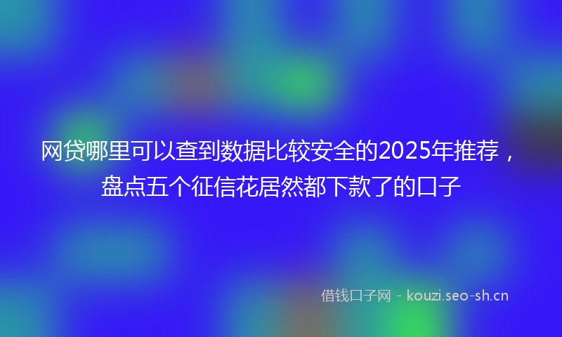 网贷哪里可以查到数据比较安全的2025年推荐，盘点五个征信花居然都下款了的口子