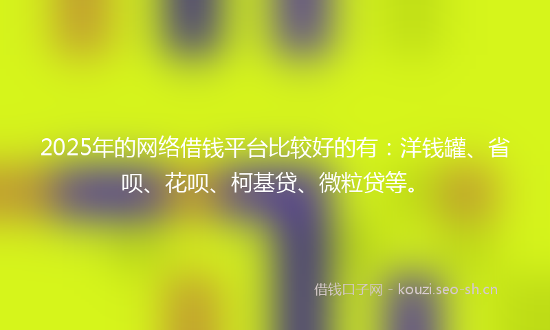 2025年的网络借钱平台比较好的有：洋钱罐、省呗、花呗、柯基贷、微粒贷等。