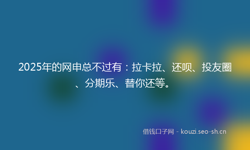 2025年的网申总不过有：拉卡拉、还呗、投友圈、分期乐、替你还等。