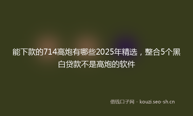 能下款的714高炮有哪些2025年精选，整合5个黑白贷款不是高炮的软件