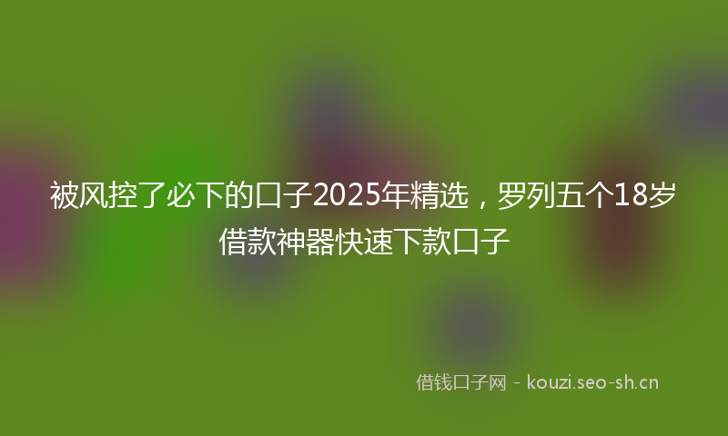 被风控了必下的口子2025年精选，罗列五个18岁借款神器快速下款口子