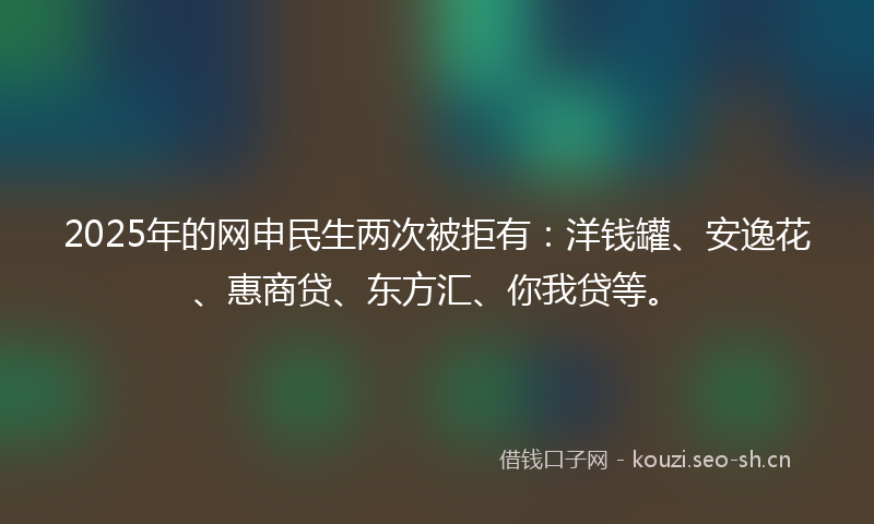 2025年的网申民生两次被拒有：洋钱罐、安逸花、惠商贷、东方汇、你我贷等。