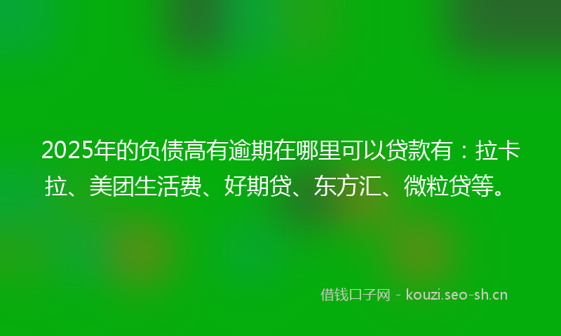 2025年的负债高有逾期在哪里可以贷款有：拉卡拉、美团生活费、好期贷、东方汇、微粒贷等。
