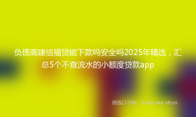 负债高建信福贷能下款吗安全吗2025年精选，汇总5个不查流水的小额度贷款app