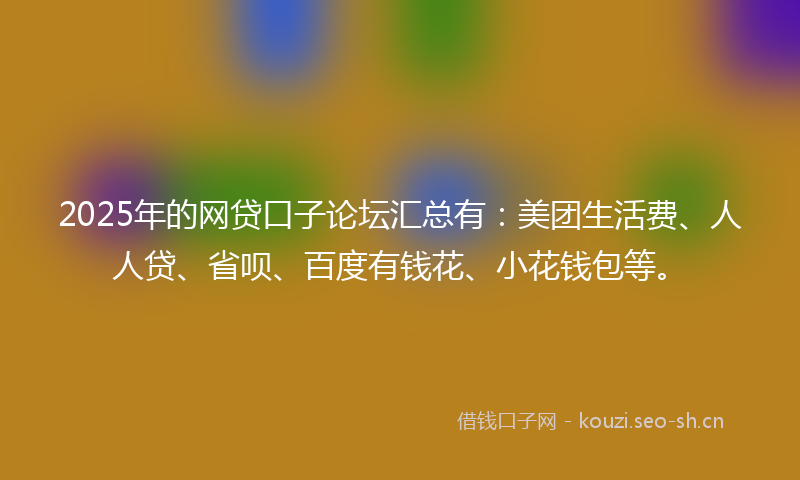 2025年的网贷口子论坛汇总有：美团生活费、人人贷、省呗、百度有钱花、小花钱包等。