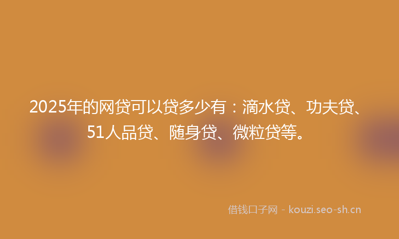 2025年的网贷可以贷多少有：滴水贷、功夫贷、51人品贷、随身贷、微粒贷等。