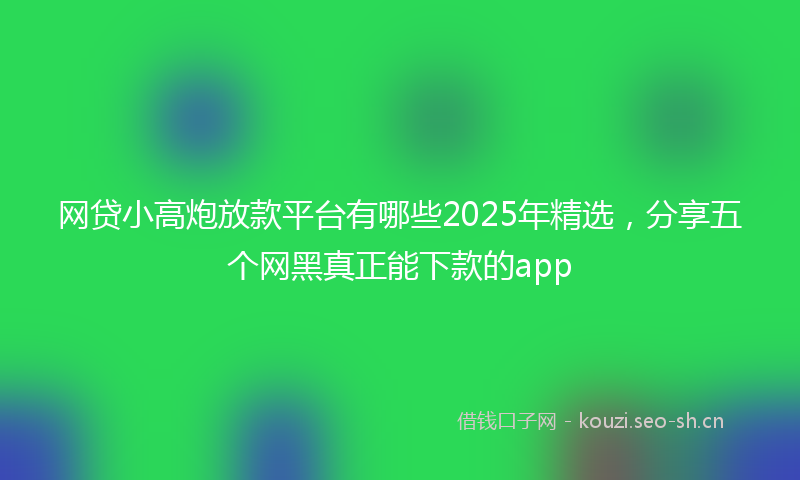 网贷小高炮放款平台有哪些2025年精选，分享五个网黑真正能下款的app