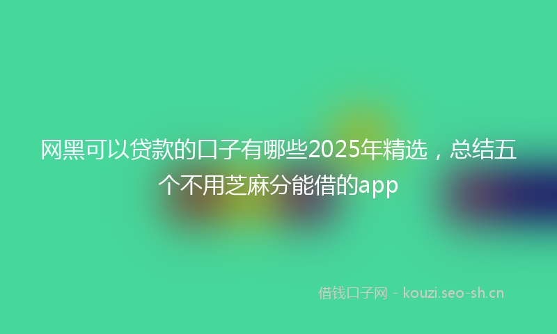 网黑可以贷款的口子有哪些2025年精选，总结五个不用芝麻分能借的app