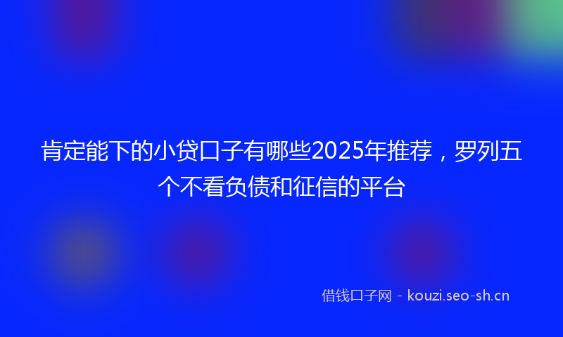 肯定能下的小贷口子有哪些2025年推荐，罗列五个不看负债和征信的平台