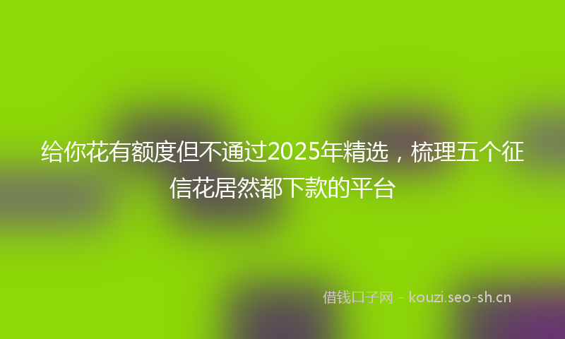 给你花有额度但不通过2025年精选，梳理五个征信花居然都下款的平台