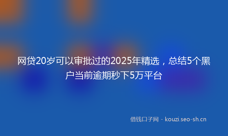 网贷20岁可以审批过的2025年精选，总结5个黑户当前逾期秒下5万平台