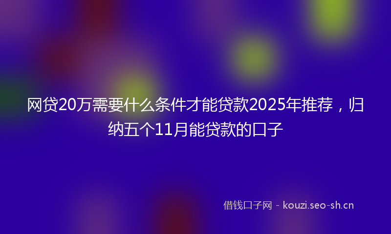 网贷20万需要什么条件才能贷款2025年推荐，归纳五个11月能贷款的口子