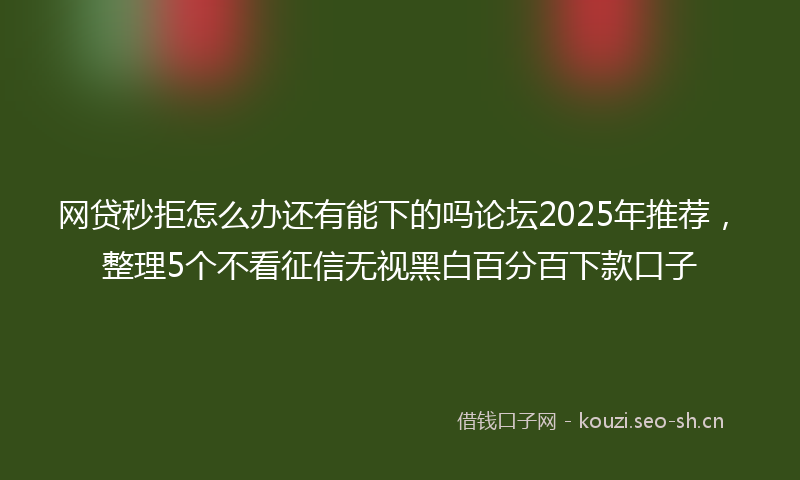 网贷秒拒怎么办还有能下的吗论坛2025年推荐，整理5个不看征信无视黑白百分百下款口子