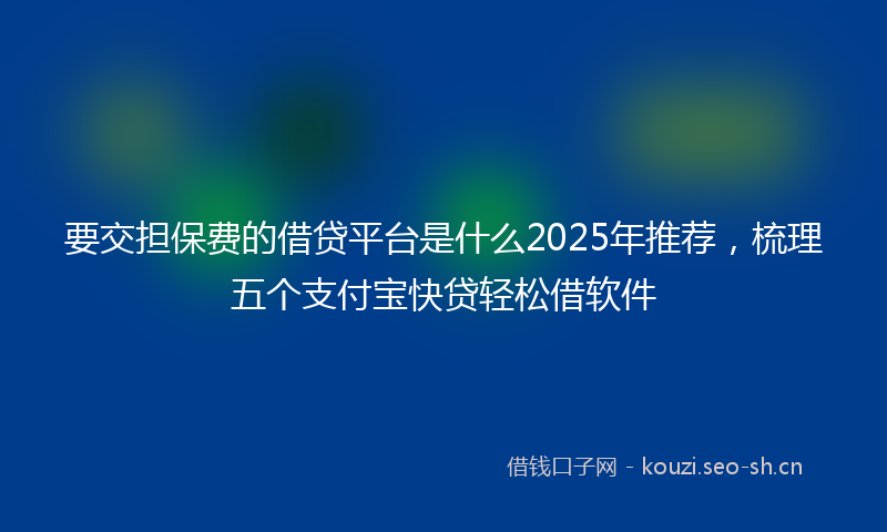 要交担保费的借贷平台是什么2025年推荐，梳理五个支付宝快贷轻松借软件