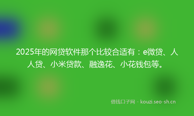 2025年的网贷软件那个比较合适有：e微贷、人人贷、小米贷款、融逸花、小花钱包等。