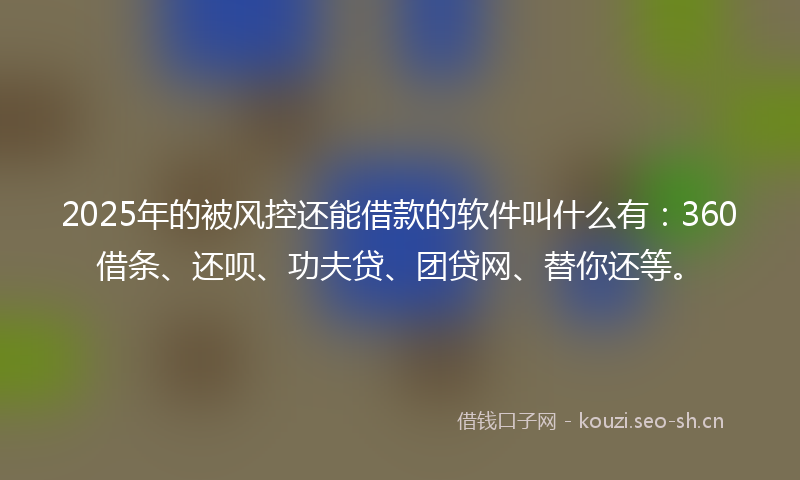 2025年的被风控还能借款的软件叫什么有：360借条、还呗、功夫贷、团贷网、替你还等。