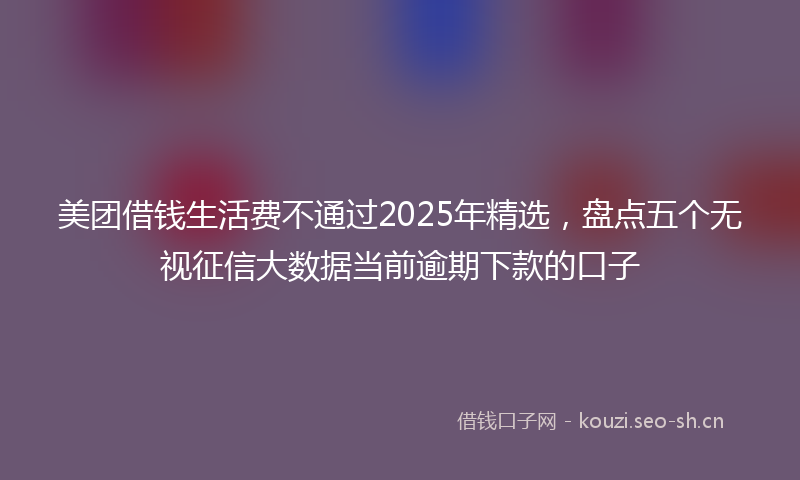 美团借钱生活费不通过2025年精选，盘点五个无视征信大数据当前逾期下款的口子