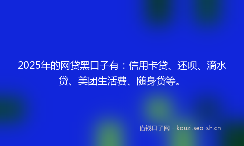 2025年的网贷黑口子有：信用卡贷、还呗、滴水贷、美团生活费、随身贷等。