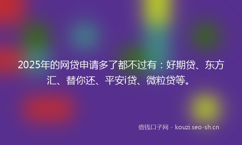 2025年的网贷申请多了都不过有：好期贷、东方汇、替你还、平安i贷、微粒贷等。