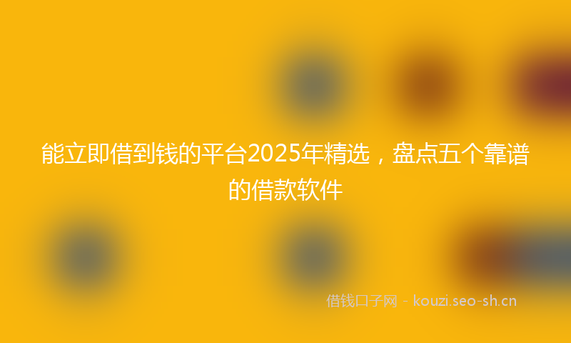 能立即借到钱的平台2025年精选，盘点五个靠谱的借款软件