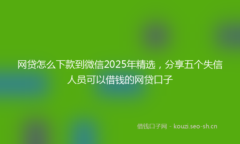 网贷怎么下款到微信2025年精选，分享五个失信人员可以借钱的网贷口子