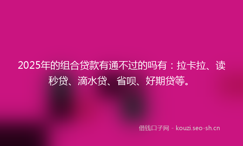 2025年的组合贷款有通不过的吗有：拉卡拉、读秒贷、滴水贷、省呗、好期贷等。