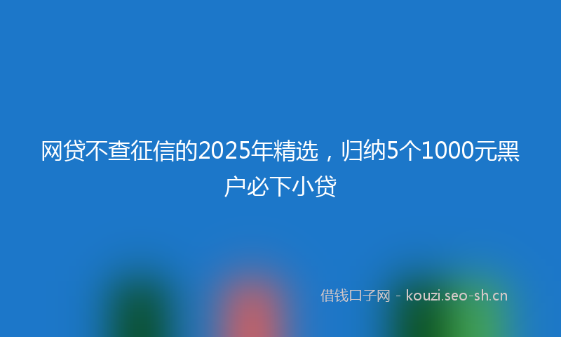 网贷不查征信的2025年精选，归纳5个1000元黑户必下小贷