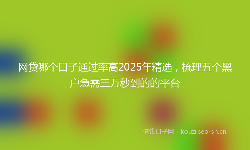 网贷哪个口子通过率高2025年精选，梳理五个黑户急需三万秒到的的平台