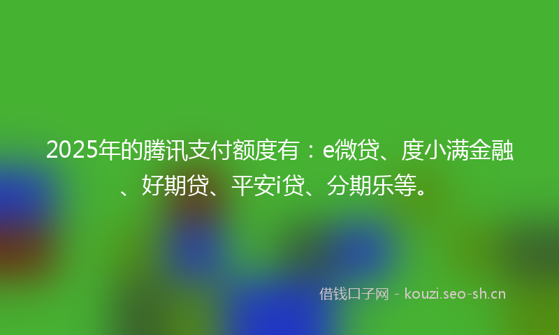 2025年的腾讯支付额度有：e微贷、度小满金融、好期贷、平安i贷、分期乐等。