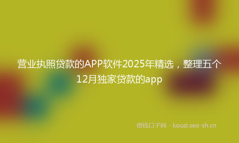 营业执照贷款的APP软件2025年精选，整理五个12月独家贷款的app