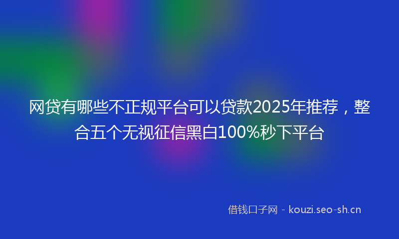 网贷有哪些不正规平台可以贷款2025年推荐，整合五个无视征信黑白100%秒下平台