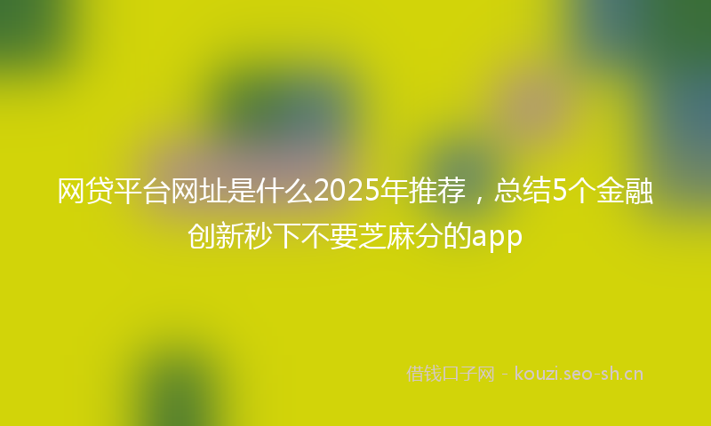 网贷平台网址是什么2025年推荐，总结5个金融创新秒下不要芝麻分的app