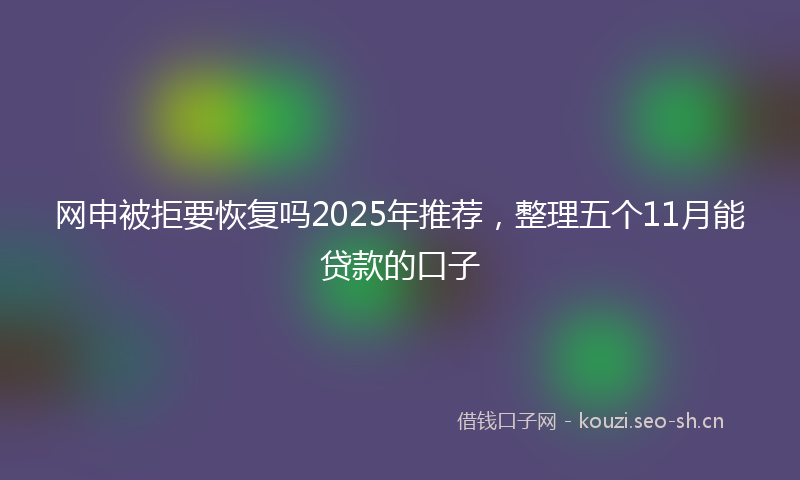 网申被拒要恢复吗2025年推荐，整理五个11月能贷款的口子