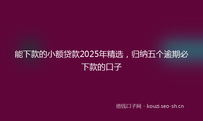 能下款的小额贷款2025年精选，归纳五个逾期必下款的口子