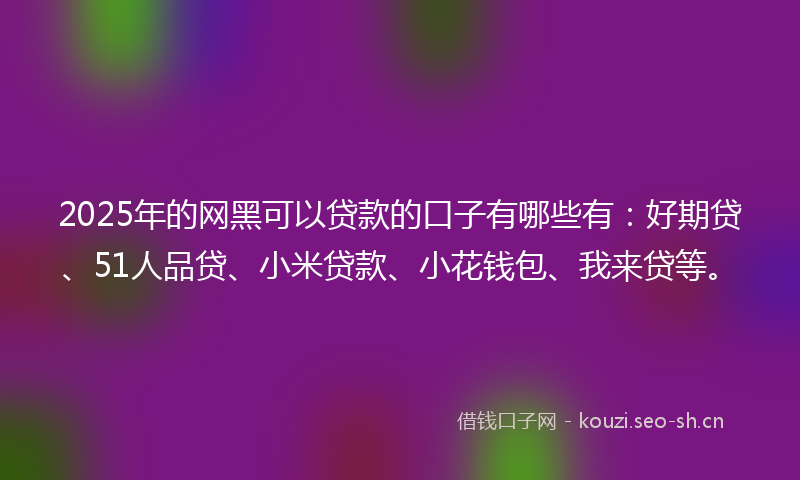2025年的网黑可以贷款的口子有哪些有：好期贷、51人品贷、小米贷款、小花钱包、我来贷等。