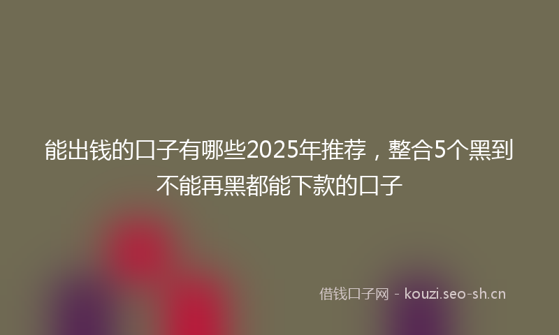 能出钱的口子有哪些2025年推荐，整合5个黑到不能再黑都能下款的口子