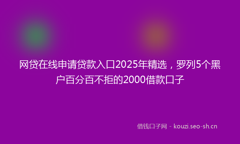 网贷在线申请贷款入口2025年精选，罗列5个黑户百分百不拒的2000借款口子
