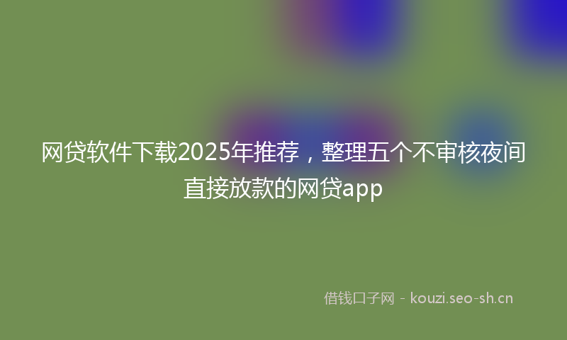 网贷软件下载2025年推荐，整理五个不审核夜间直接放款的网贷app