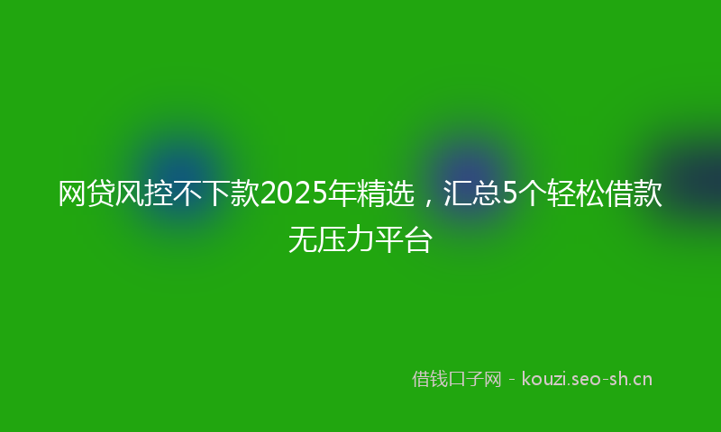 网贷风控不下款2025年精选，汇总5个轻松借款无压力平台