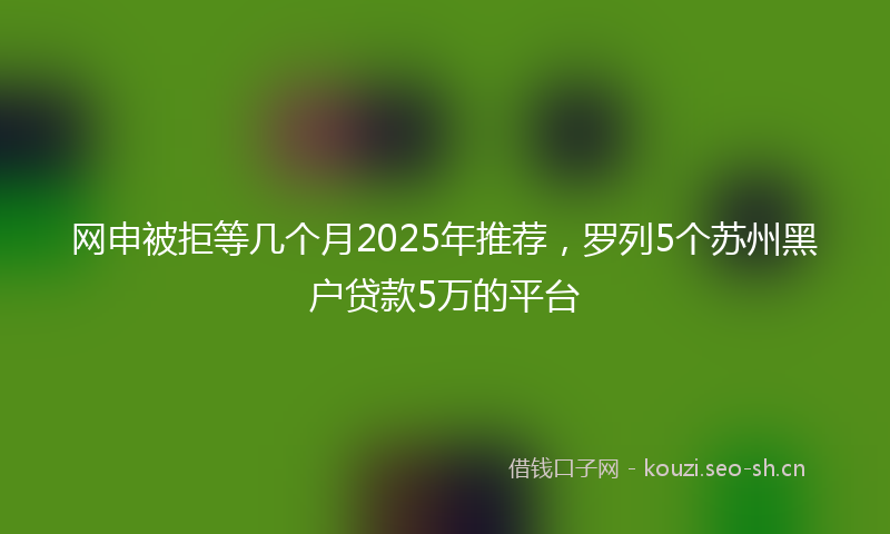 网申被拒等几个月2025年推荐，罗列5个苏州黑户贷款5万的平台